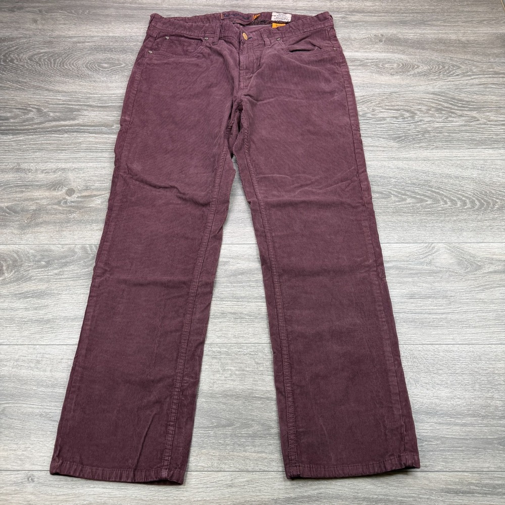 Tailor Vintage Corduroy Pants Mens 35x30 Purple Stretch 5 Pocket Straight Leg